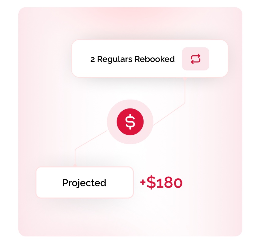 Two regulars rebooked, projecting an extra $180