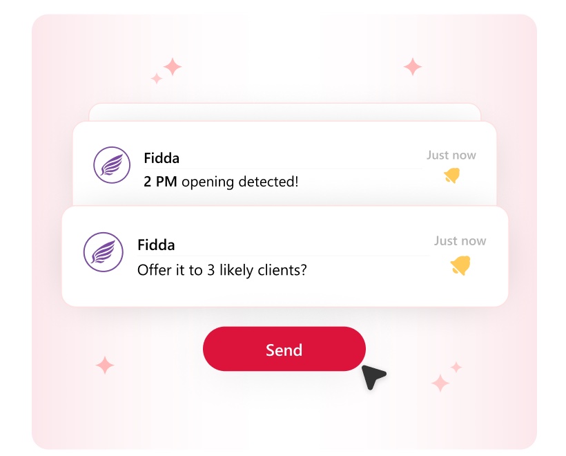 Fidda offering a 2 PM opening to three likely clients