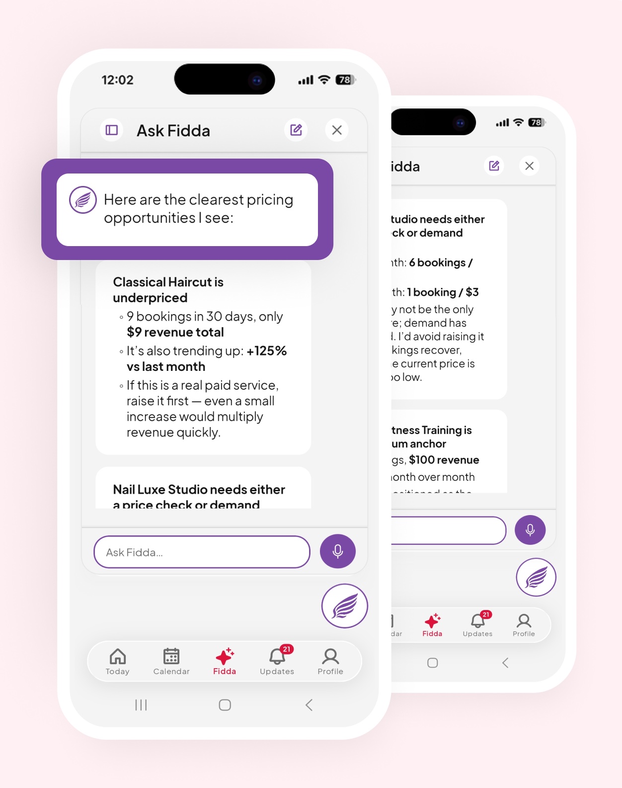 Fidda listing underpriced services and the revenue each one is leaving behind