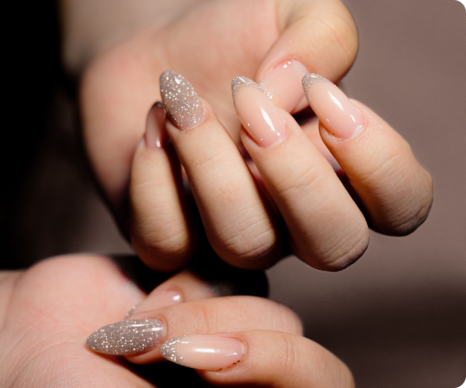 A finished set of long shaped nails